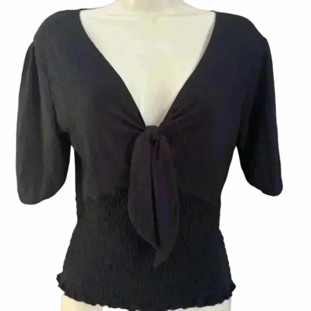 Abercrombie & Fitch V Neck Knit Top Black Small